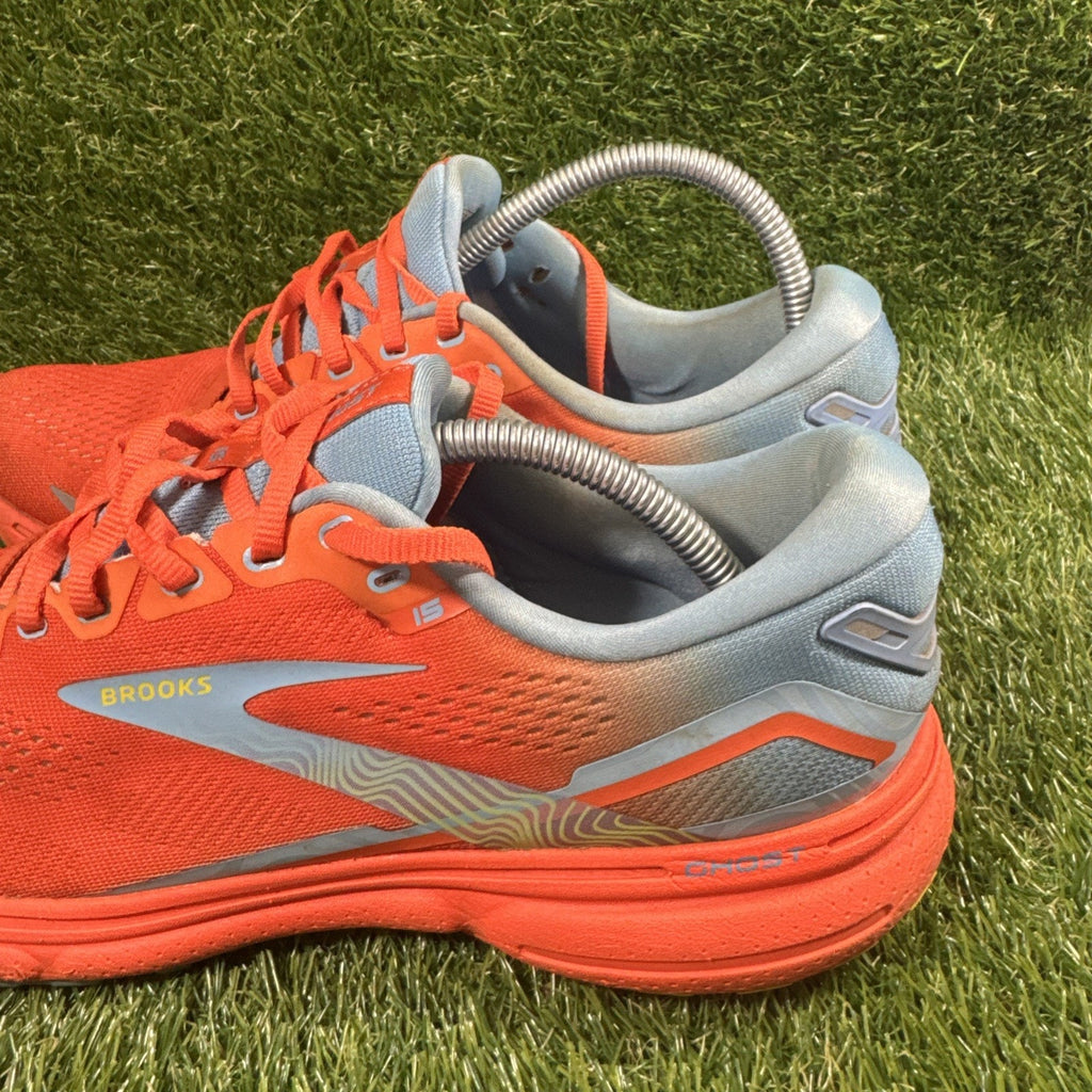 Brooks Men's Ghost 15 Running Sneakers Orange Blue Athletic Shoes Size 10.5