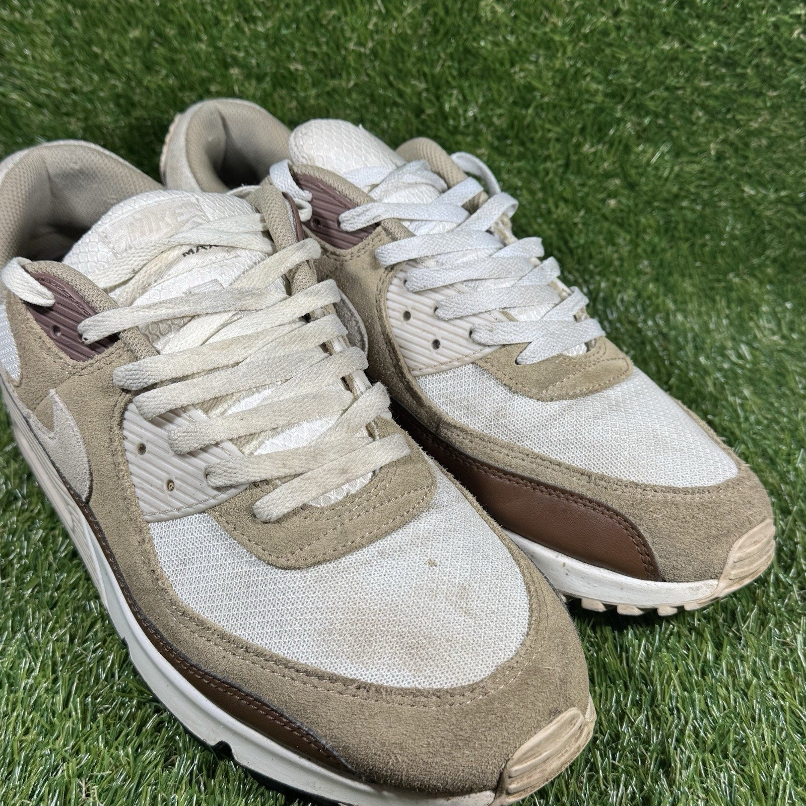 Nike Men's Air Max 90 Brown Suede Lace-Up Shoes Size 14