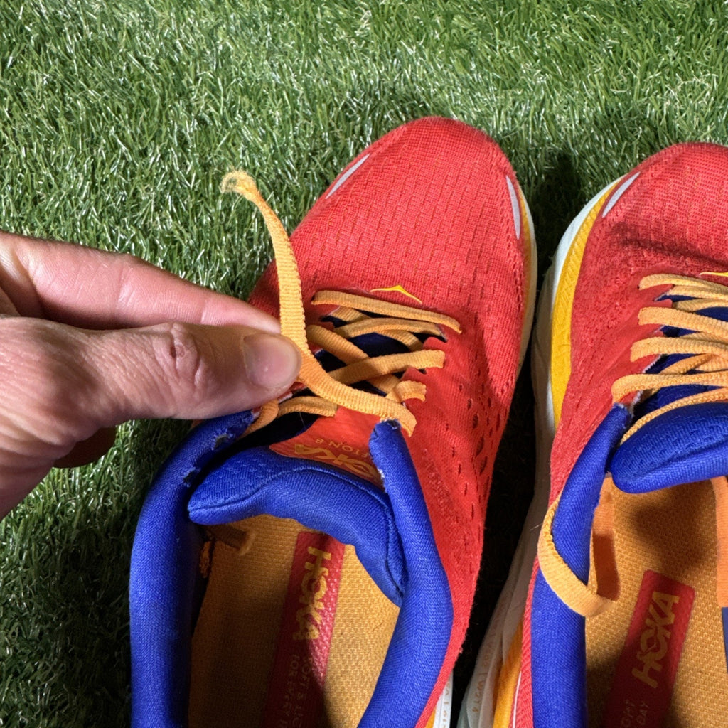 Hoka One One Clifton 8 Shoes Womens Size 7.5 Orange Purple Running 1119394 READ