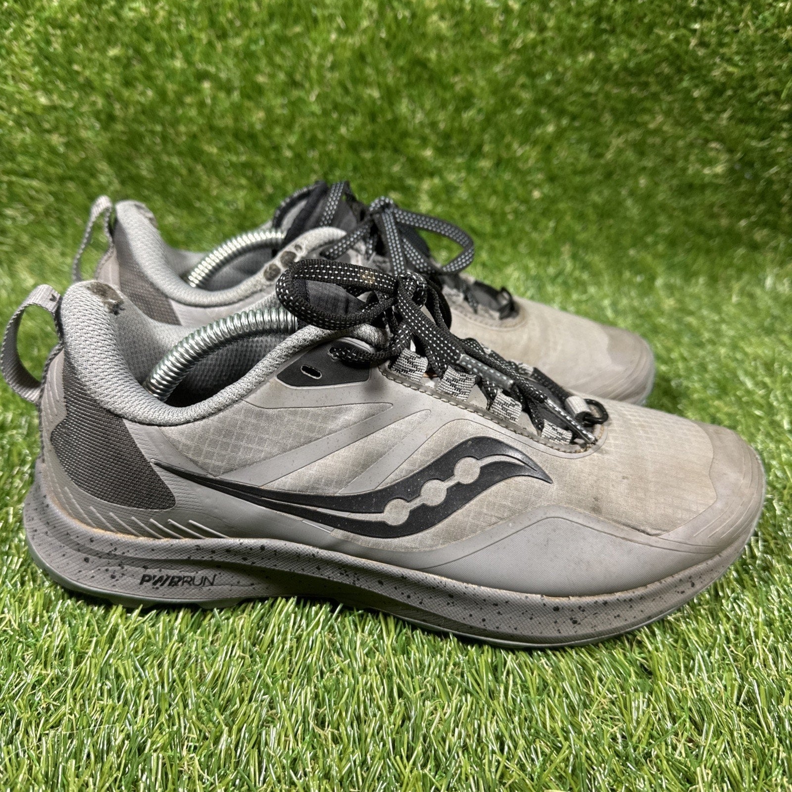 Saucony Peregrine Ice Women Size 7.5 Black Grey Athletic Running Walking Shoes