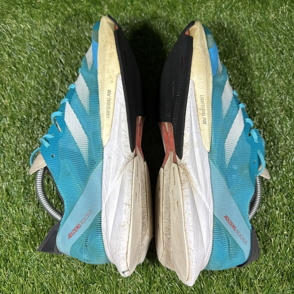 Adidas Adizero Adios 8, Men's Size 11 Medium, Lucid Cyan/White/Red