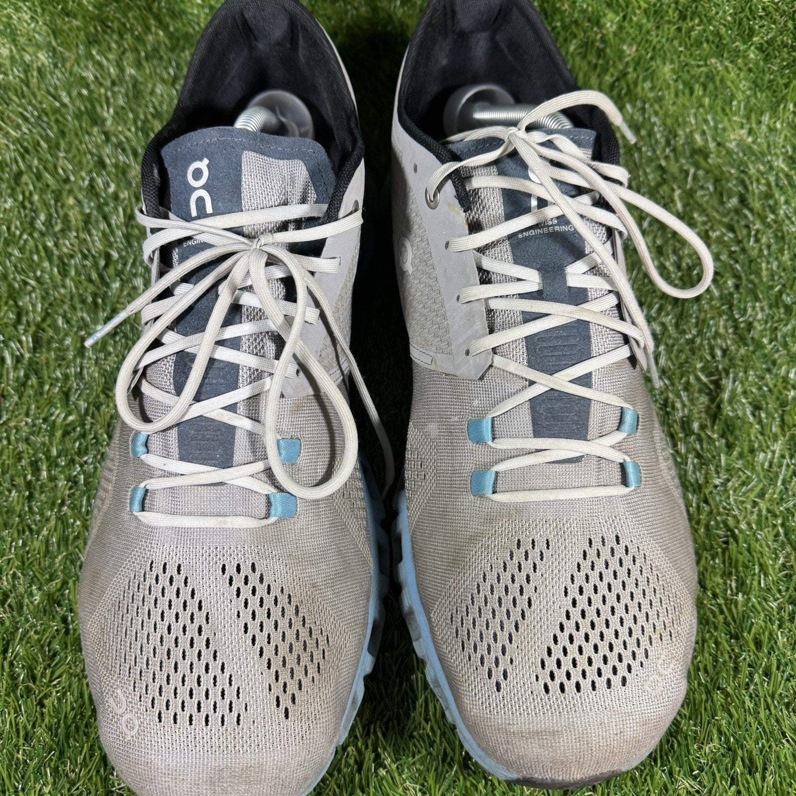 On Cloud X Mens Size 12 Gray Blue Black Athletic Running Walking Shoes Sneakers