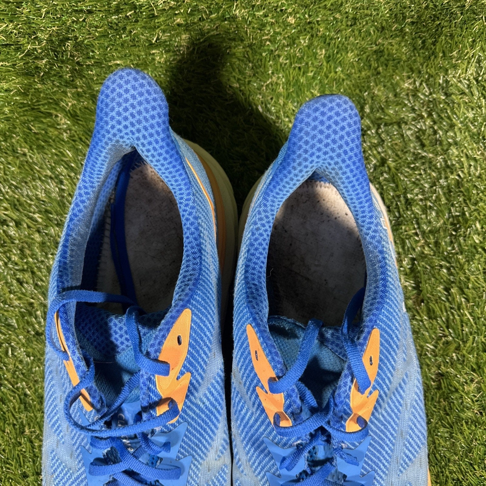 Hoka One One Clifton 9 Athletic Running Shoes Blue/Orange, Men's Size 16D