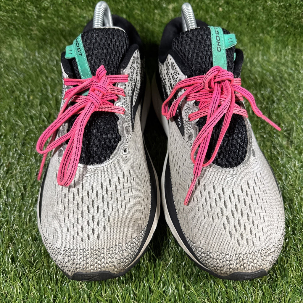 Brooks Ghost 11 Shoes Womens Size 10.5B Gray Pink Running Athletic Sneakers