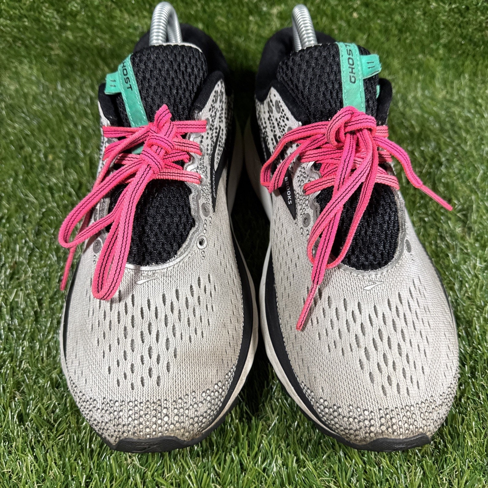 Brooks Ghost 11 Shoes Womens Size 10.5B Gray Pink Running Athletic Sneakers
