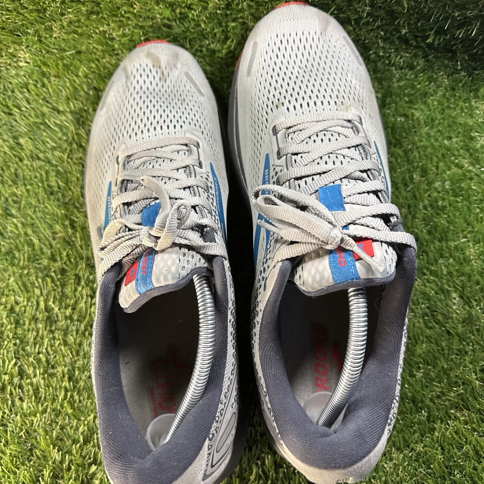 Brooks Ghost 14 Men Size 12.5 Gray Blue Gym Running Shoe Comfort Walking Sneaker