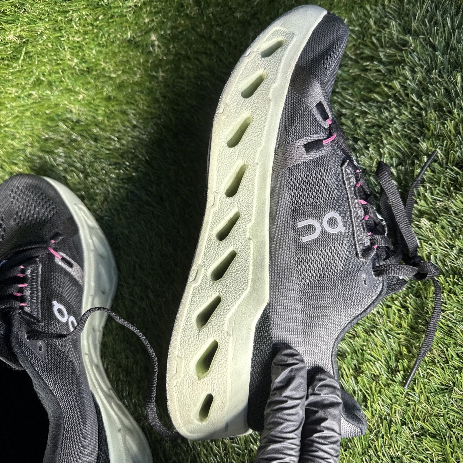 On Cloud Eclipse Shoes Womens Size 8W Rock/Lime Running Sneakers
