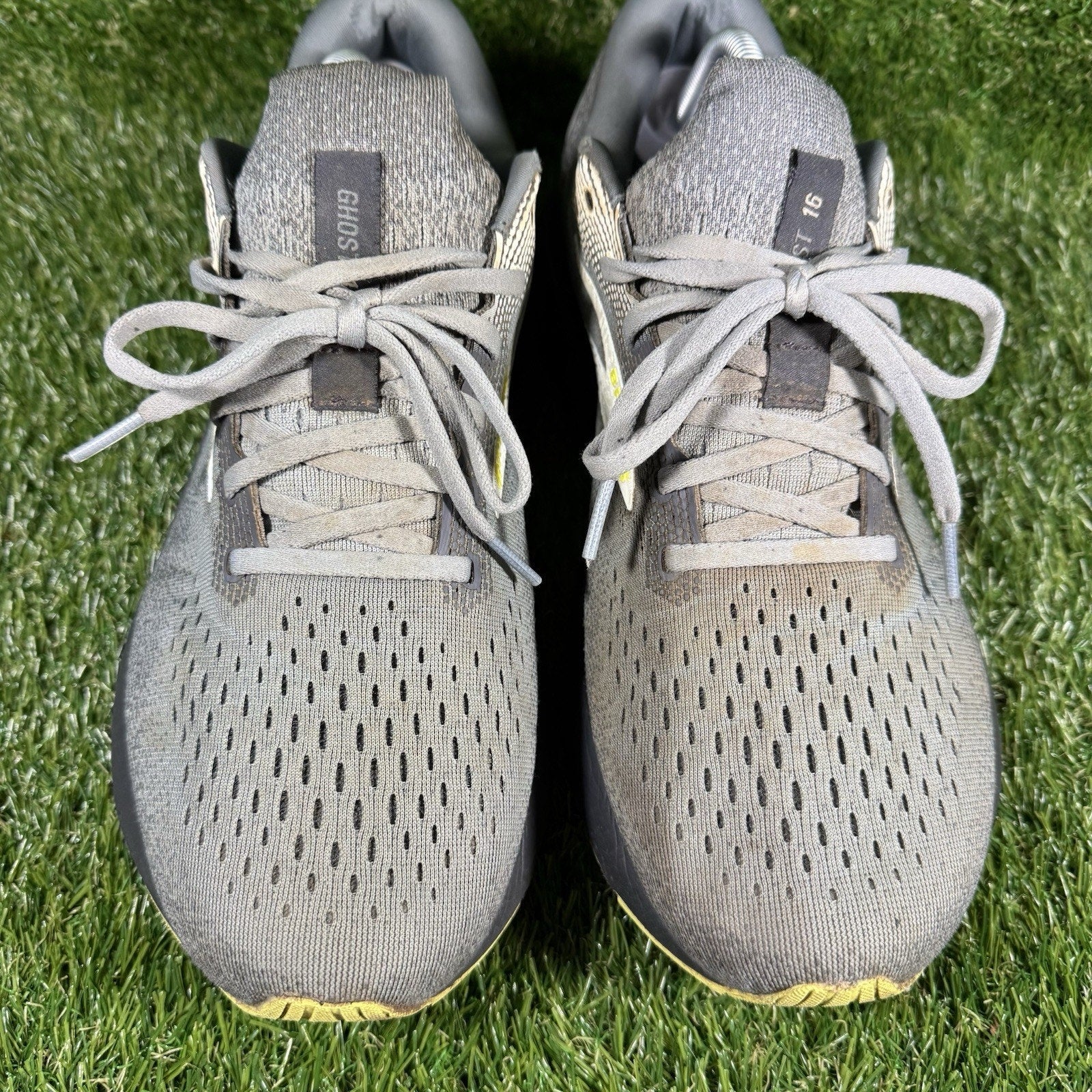 Brooks Ghost 16 Running Shoes Men Size 11.5 EE Wide Gray Green Comfort Sneakers