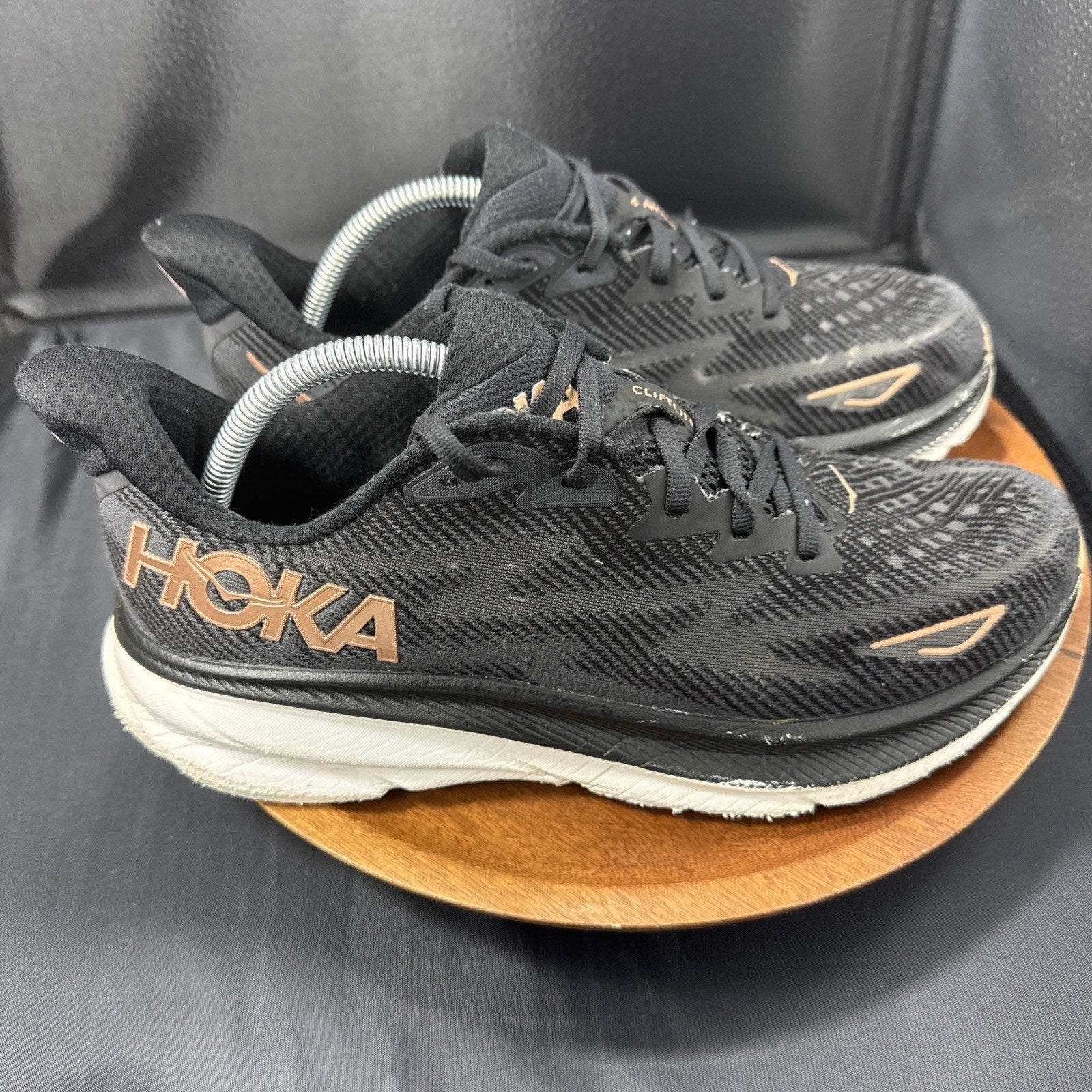 Size 11B W - Hoka One One Clifton 9 Black Rose Gold (Women's) - 1127896 BRGL