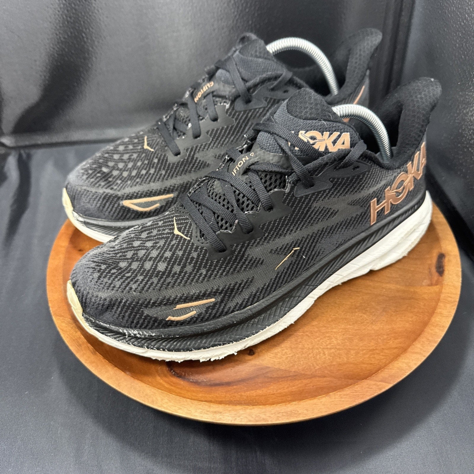 Size 11B W - Hoka One One Clifton 9 Black Rose Gold (Women's) - 1127896 BRGL