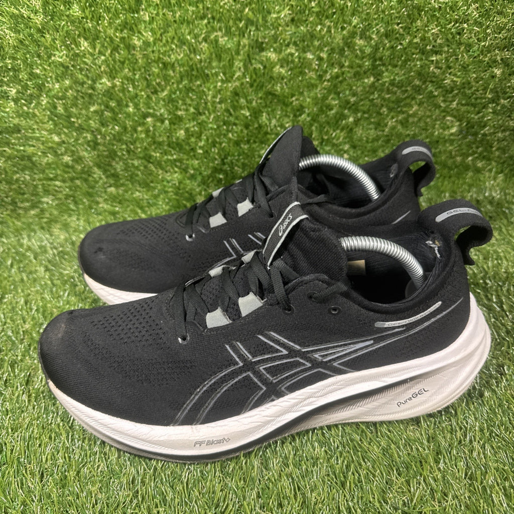 Asics Gel Nimbus 26 Shoes Mens Size 10 Black Graphic Grey Running Sneakers