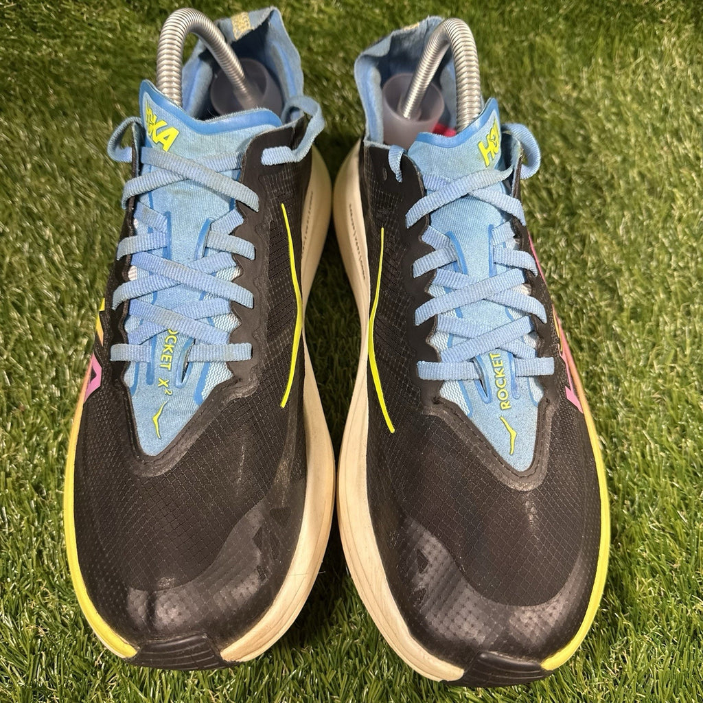HOKA Rocket X 2 Men's Size 9 Women 10 Carbon Plated Racing Shoes Black Rainbow