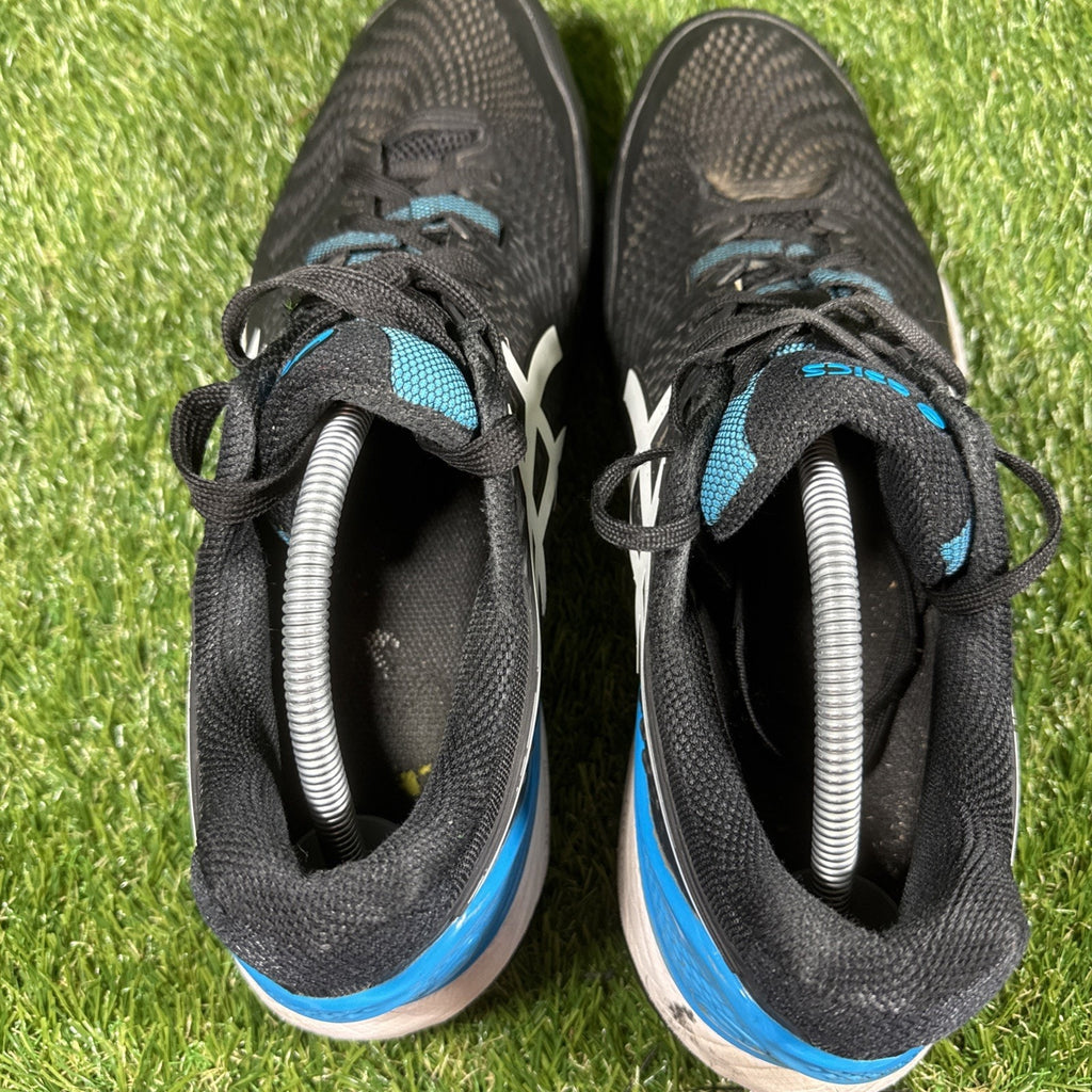 Asics Gel-Resolution 11.5 Black White Blue Tennis Synthetic Sneakers Shoes WOW!