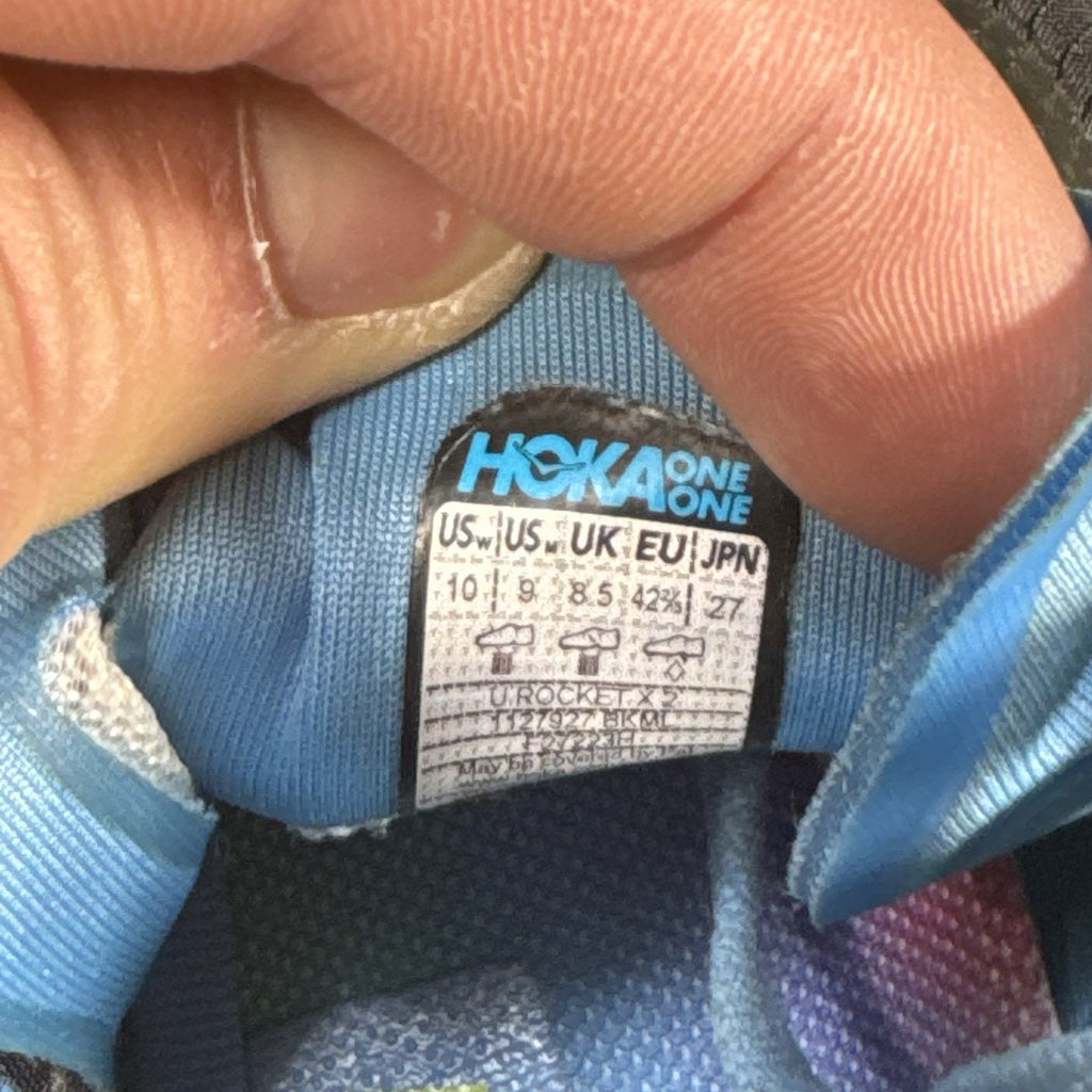 HOKA Rocket X 2 Men's Size 9 Women 10 Carbon Plated Racing Shoes Black Rainbow