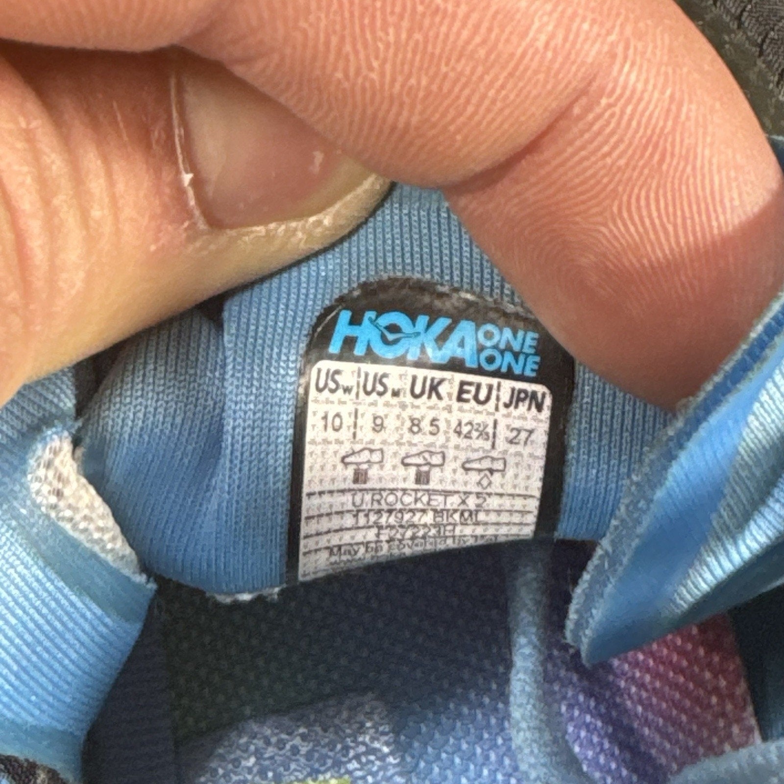 HOKA Rocket X 2 Men's Size 9 Women 10 Carbon Plated Racing Shoes Black Rainbow