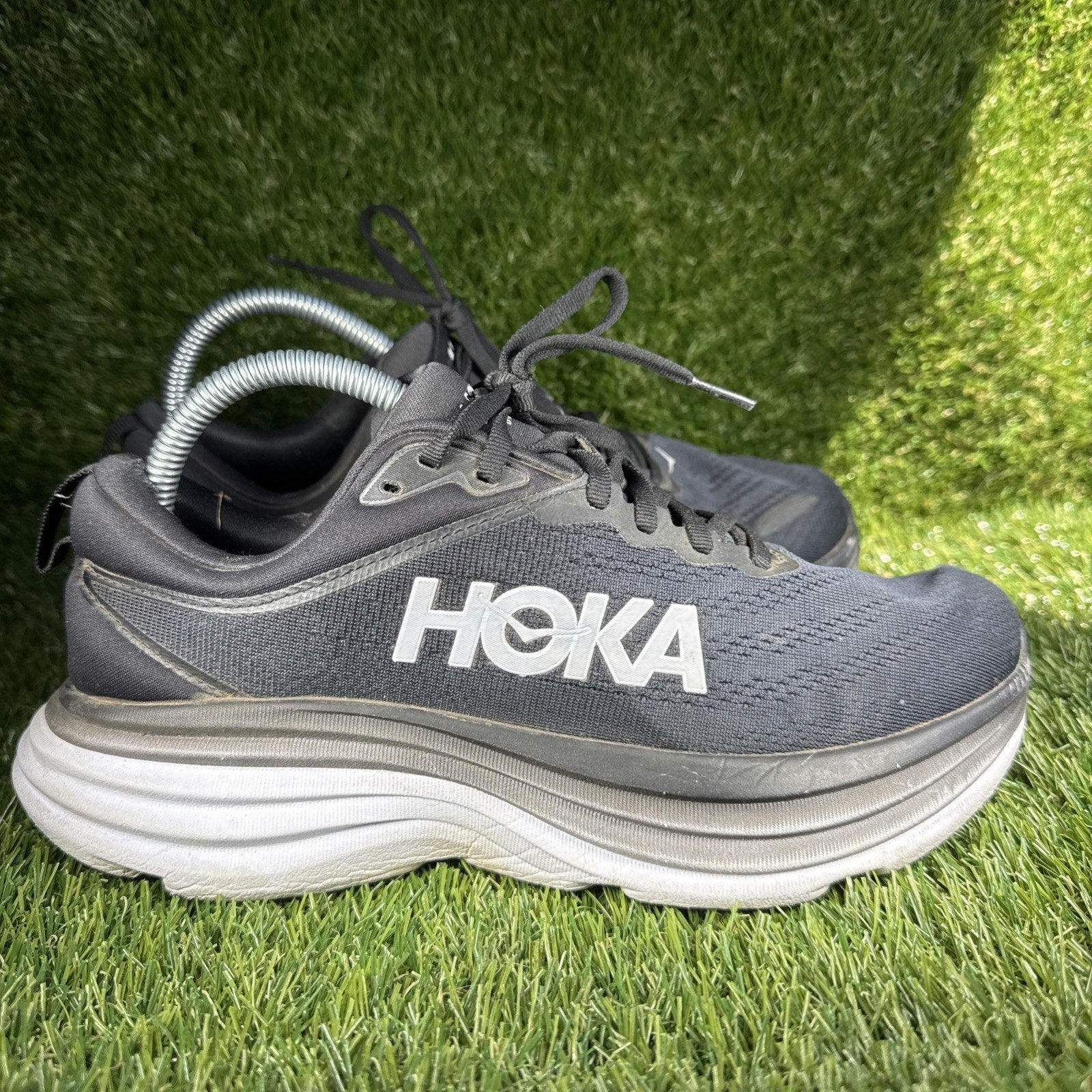 Hoka Bondi 8 1127954-BWHT Sneakers Womens 8.5D Black Athletic Road Running Shoes