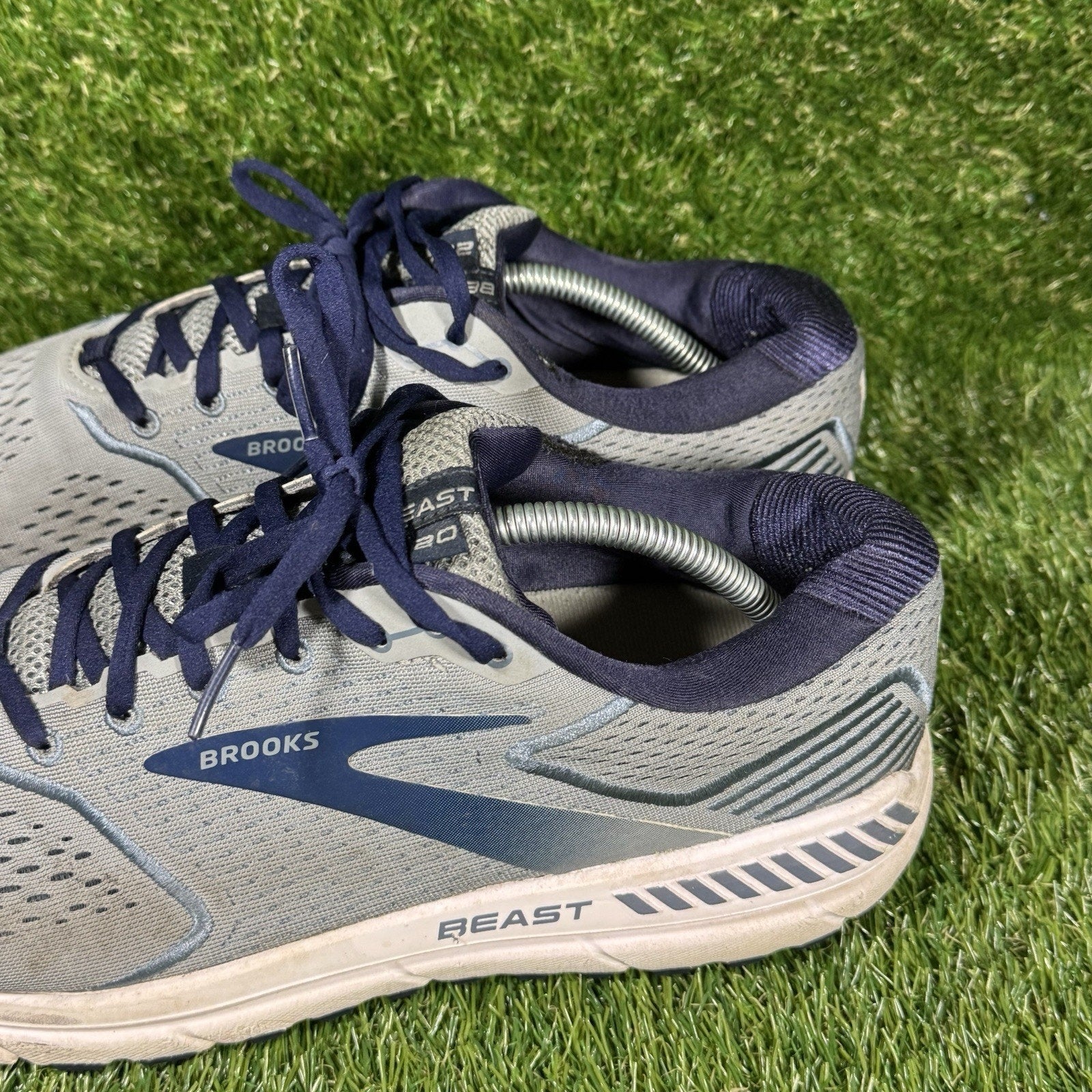 Brooks Beast 20 Running Shoes Mens 12.5 Blue Grey Peacoat Lace Up Workout Active