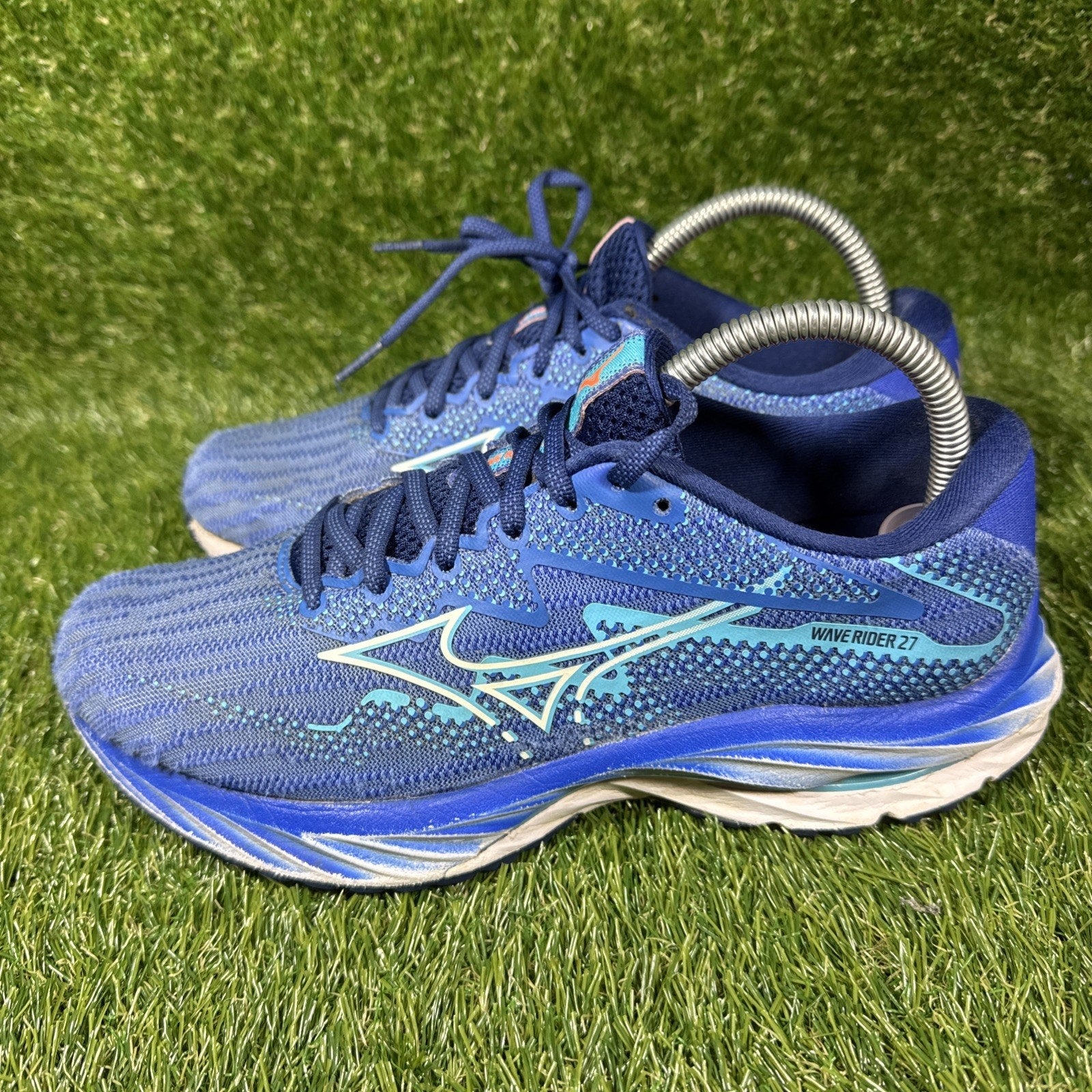Mizuno Women Wave Rider 27 Blue Running Shoes Sneakers Size 8.5
