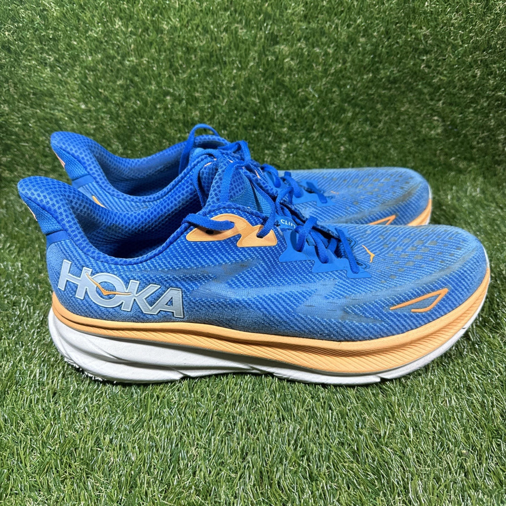 Hoka One One Clifton 9 Athletic Running Shoes Blue/Orange, Men's Size 16D