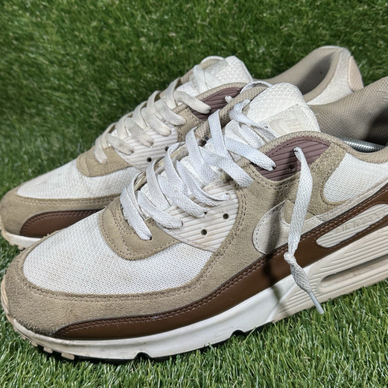 Nike Men's Air Max 90 Brown Suede Lace-Up Shoes Size 14