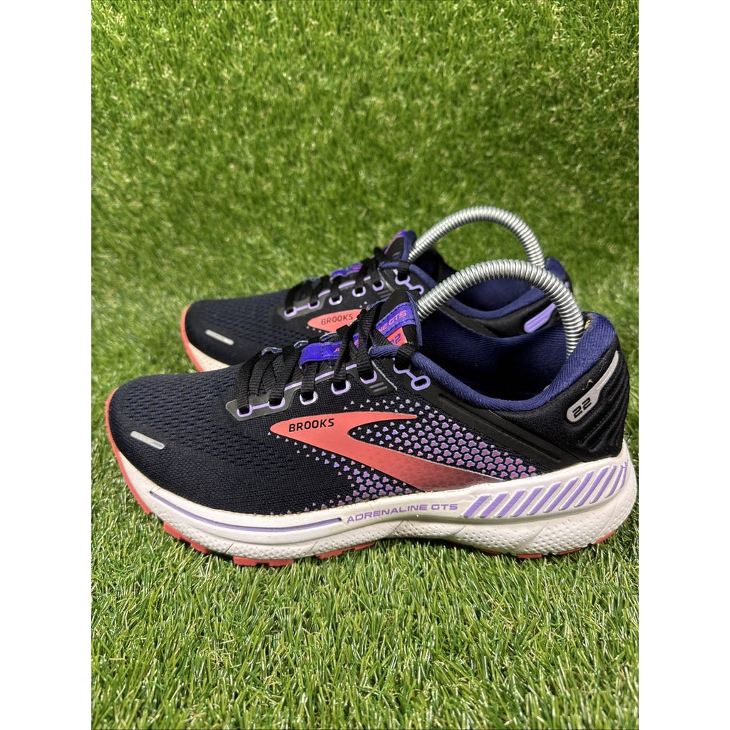 Brooks Adrenaline GTS 22 Women 8.5 Shoe Black Purple Running Sneaker 1203531B080