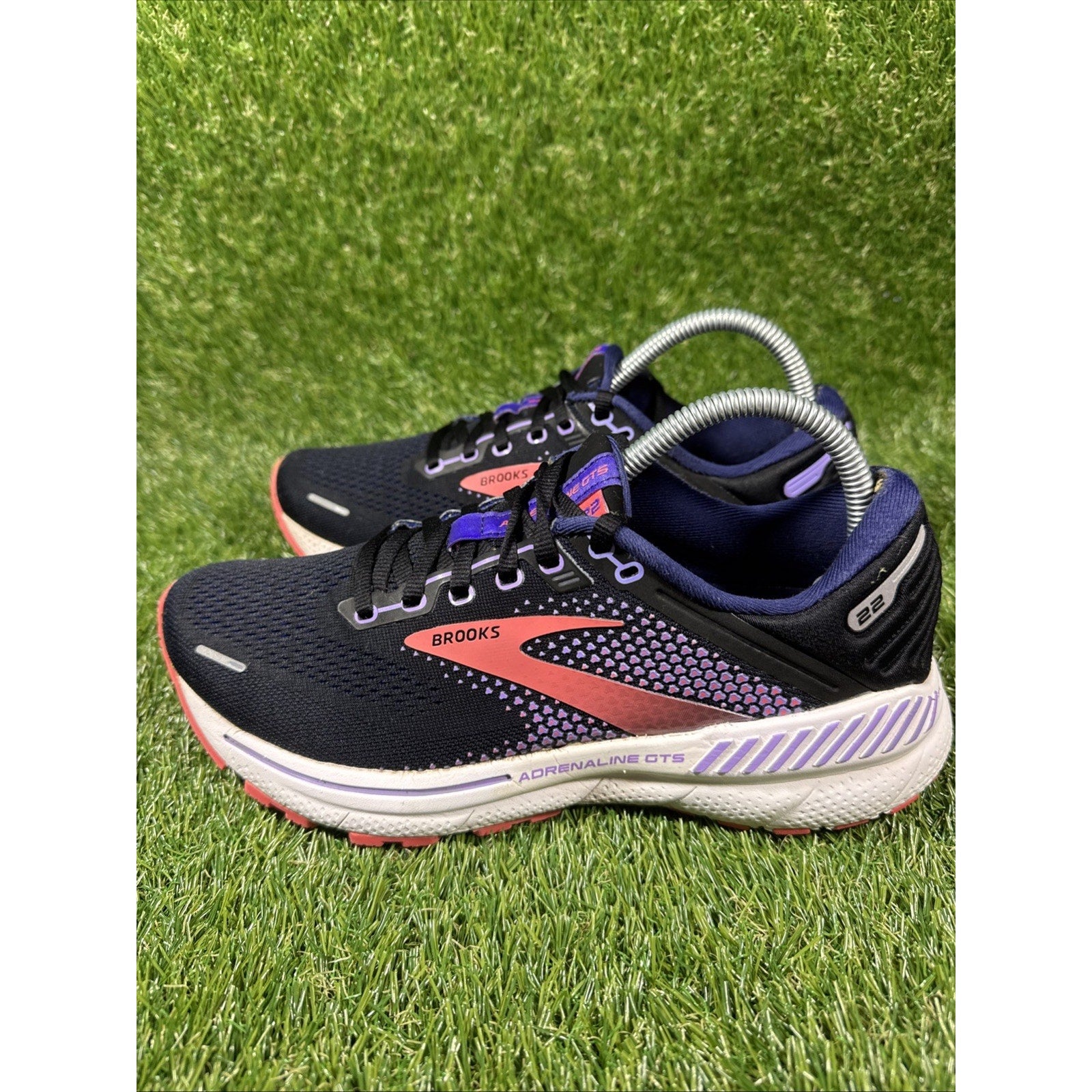 Brooks Adrenaline GTS 22 Women 8.5 Shoe Black Purple Running Sneaker 1203531B080