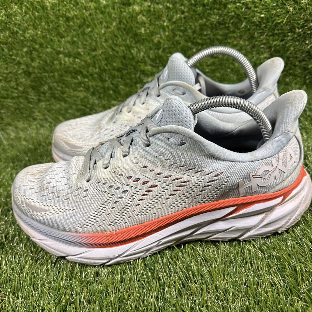 Hoka One One Clifton 8 Womens Size 10.5D Blue White Running Shoe 1121375 BFPA