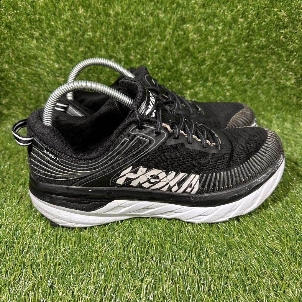 Hoka One One Bondi 7 Black Running Shoes Sneakers 10.5 Women 1110519 BWHT