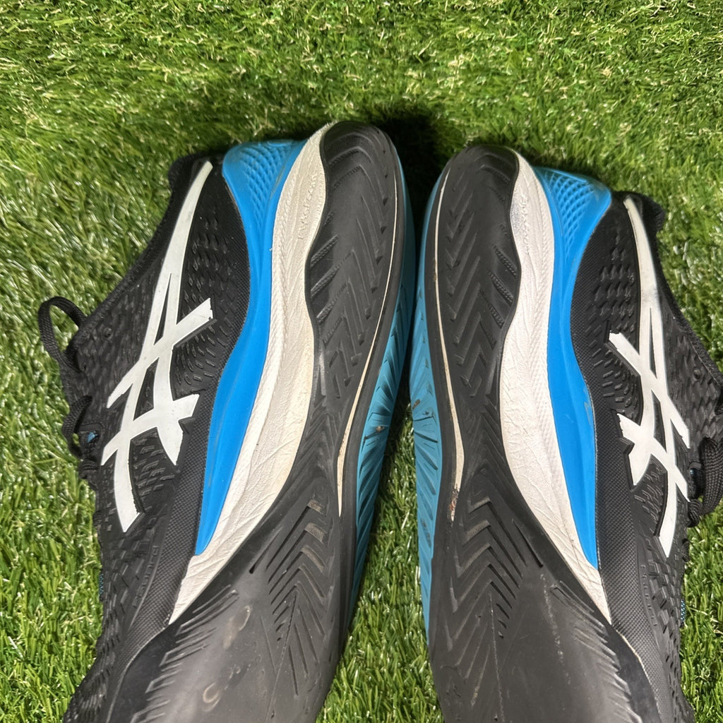 Asics Gel-Resolution 11.5 Black White Blue Tennis Synthetic Sneakers Shoes WOW!