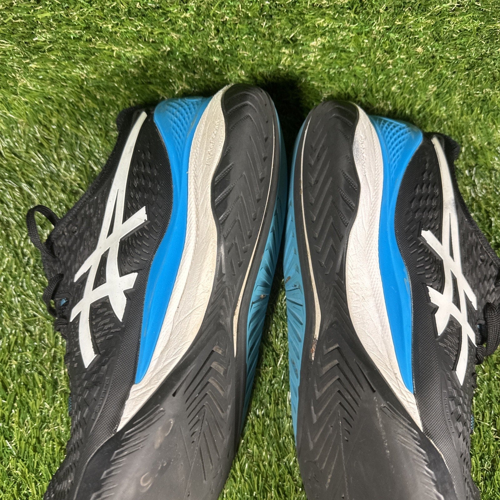 Asics Gel-Resolution 11.5 Black White Blue Tennis Synthetic Sneakers Shoes WOW!