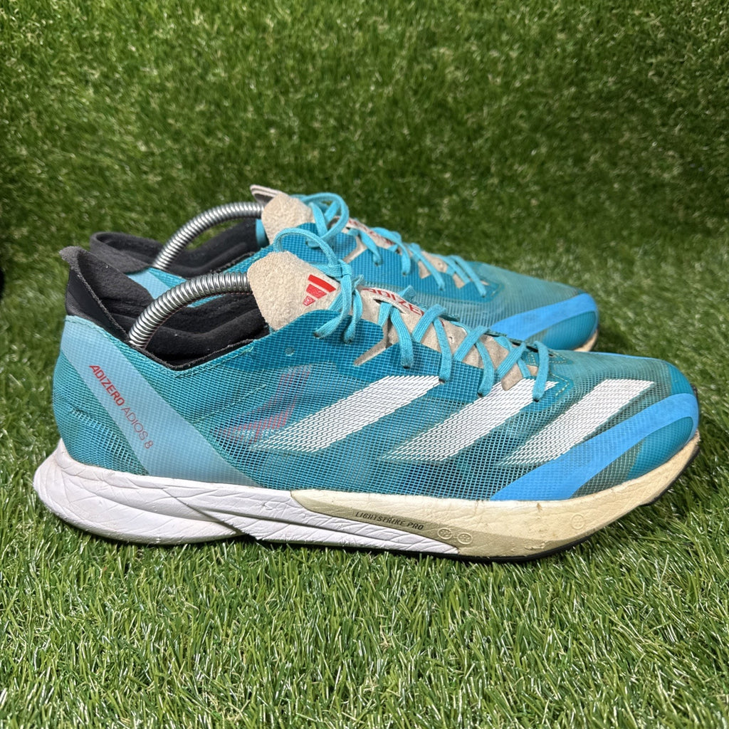 Adidas Adizero Adios 8, Men's Size 11 Medium, Lucid Cyan/White/Red