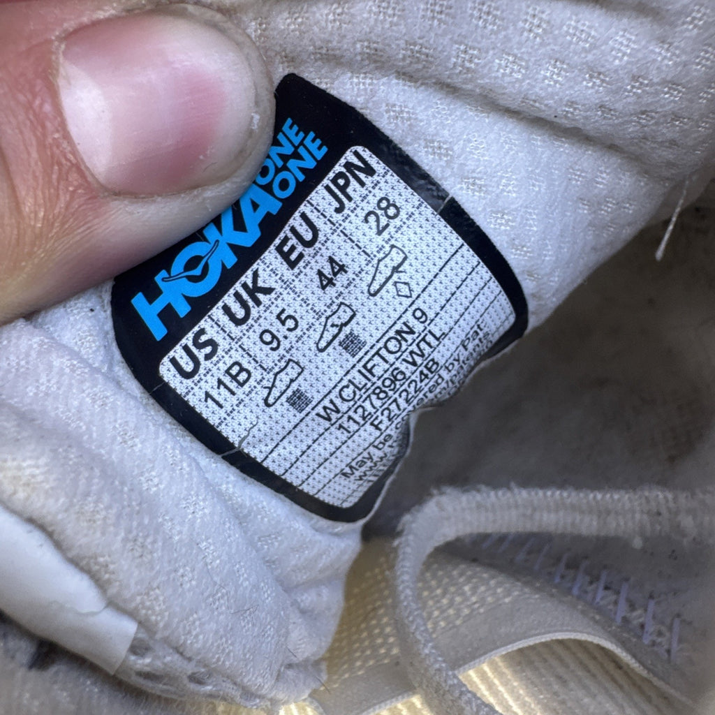 Hoka One One Womens Clifton 9 1127896 WTL White Running Shoes Sneakers Size 11B
