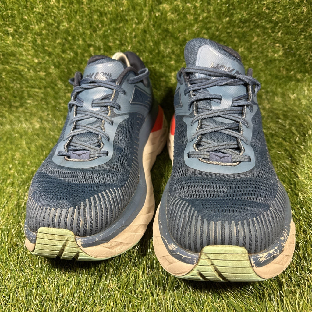 Hoka One One Bondi 7 Navy Blue Grey Mens Size 12 2E WIDE Running Athletic Shoes