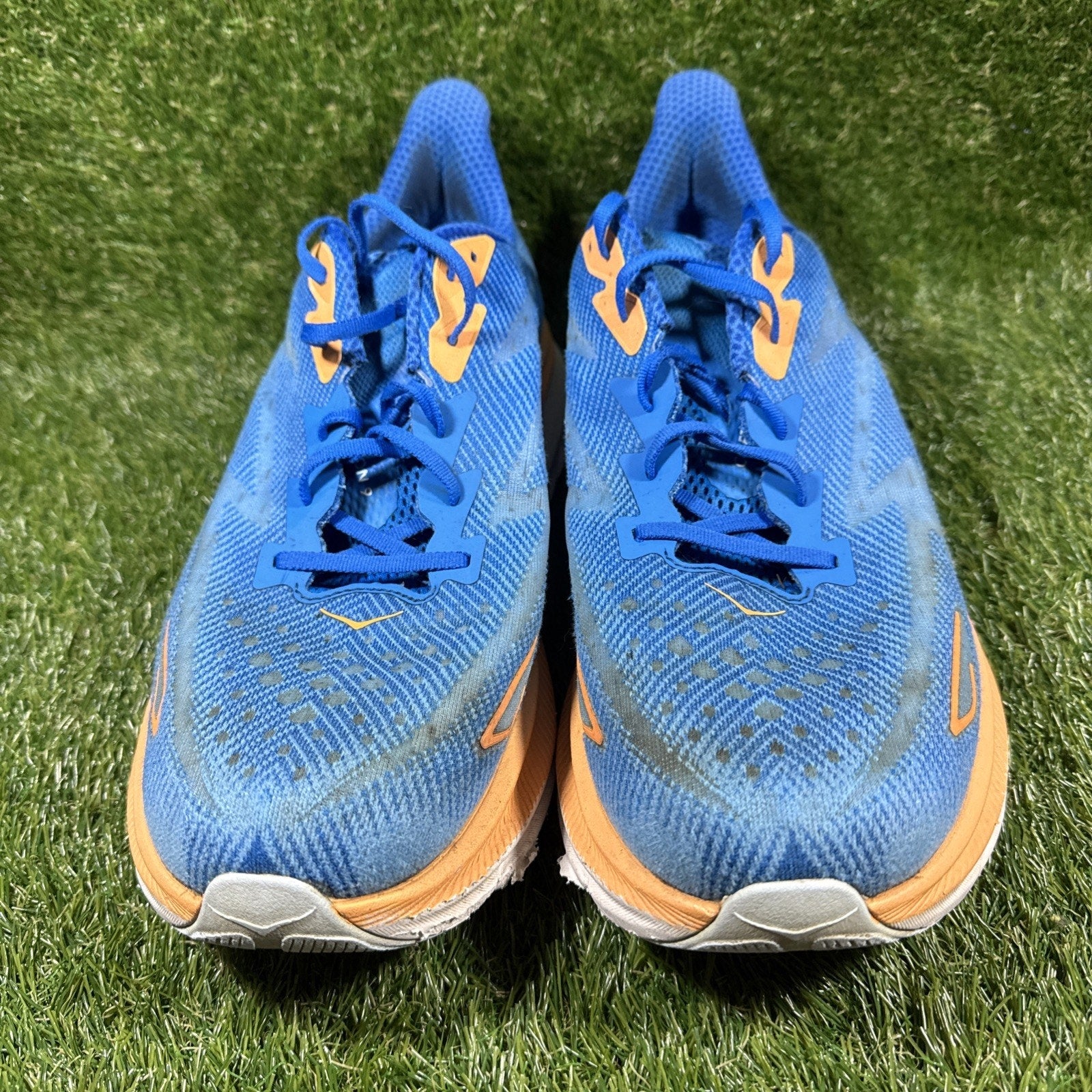 Hoka One One Clifton 9 Athletic Running Shoes Blue/Orange, Men's Size 16D