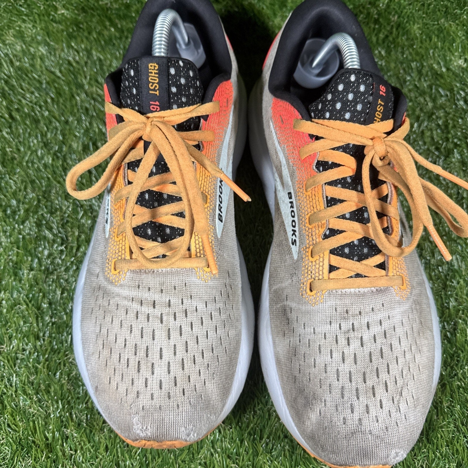 Brooks Ghost 16 Mens 10.5 Running Shoes Athletic Sneakers Coral White Orange 2