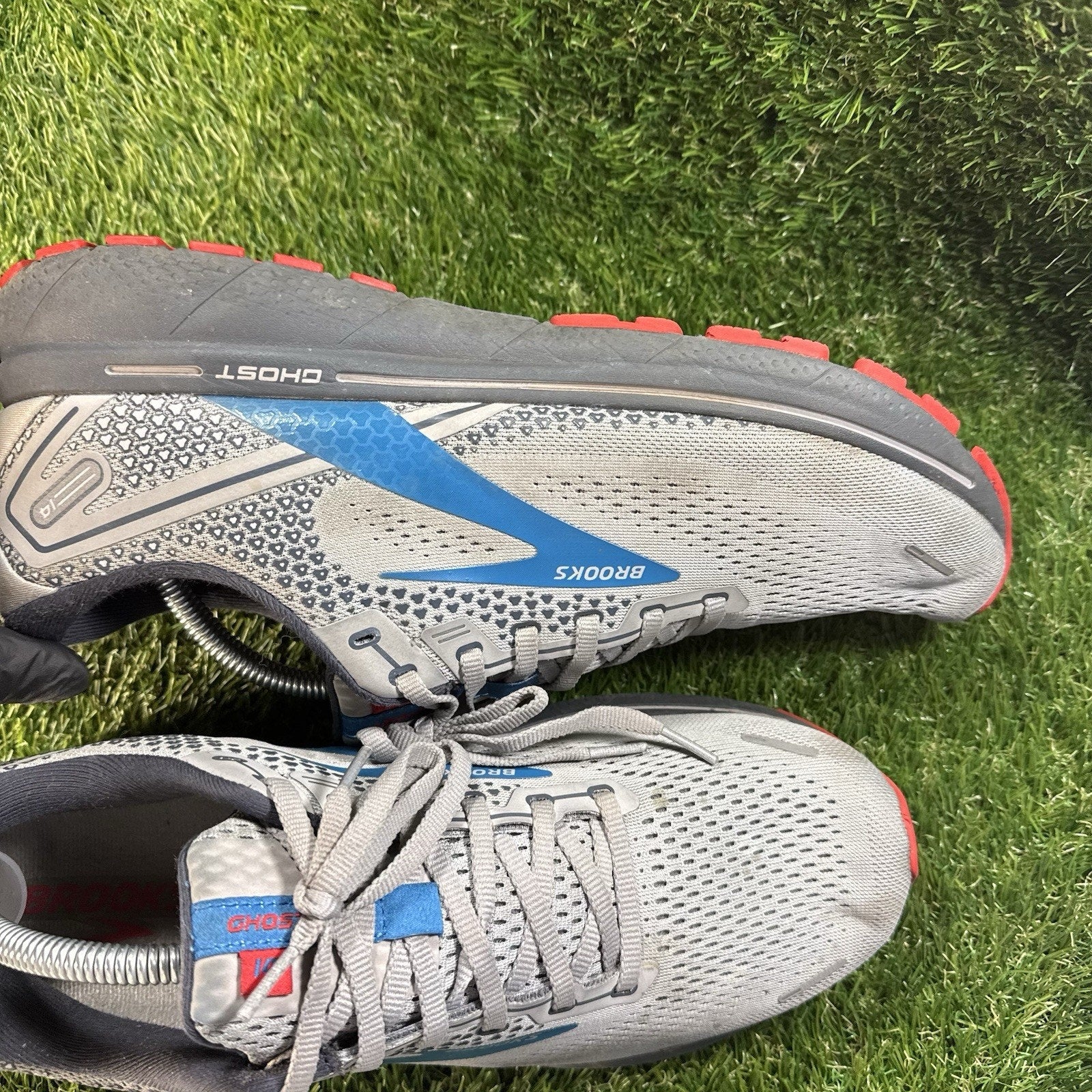 Brooks Ghost 14 Men Size 12.5 Gray Blue Gym Running Shoe Comfort Walking Sneaker