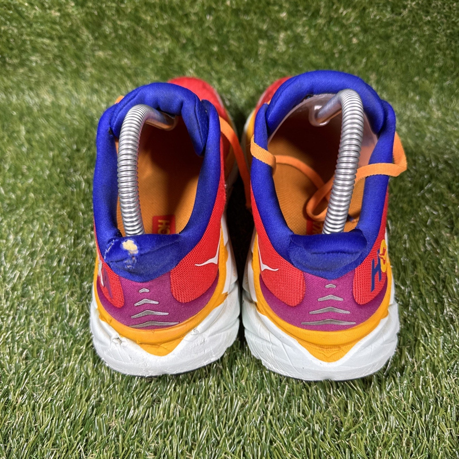 Hoka One One Clifton 8 Shoes Womens Size 7.5 Orange Purple Running 1119394 READ