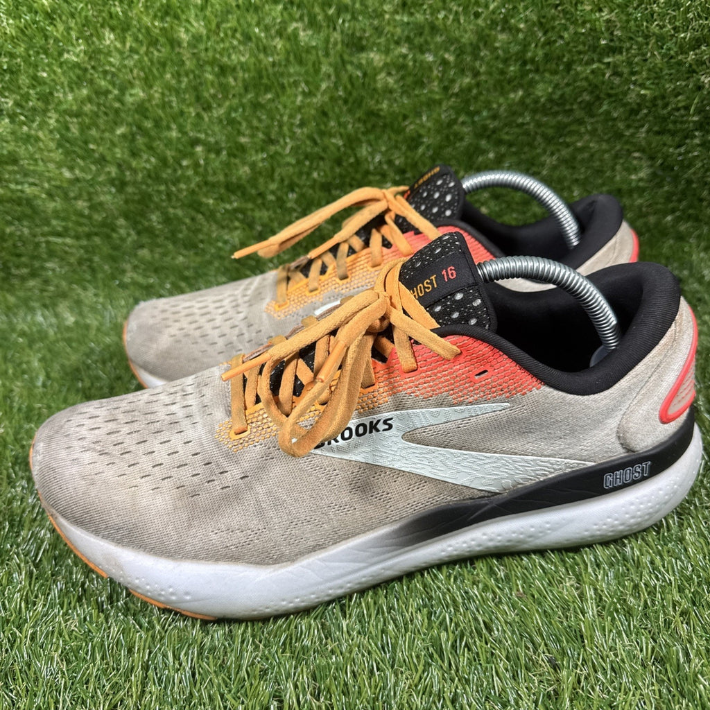 Brooks Ghost 16 Mens 10.5 Running Shoes Athletic Sneakers Coral White Orange 2